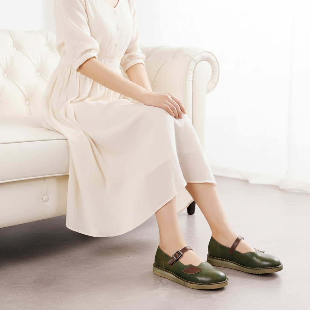 Chaussures Mary-Jane Feuille – Élégance Sculptée