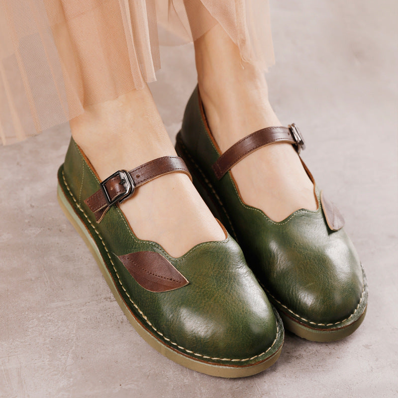 Chaussures  Mary-Jane Feuille – Élégance Sculptée