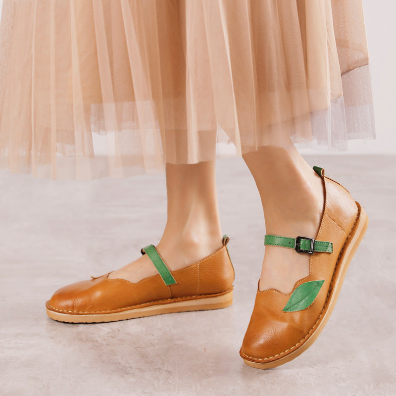 Chaussures  Mary-Jane Feuille – Élégance Sculptée