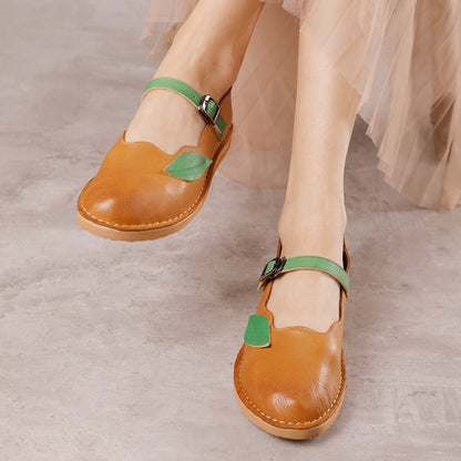Chaussures  Mary-Jane Feuille – Élégance Sculptée