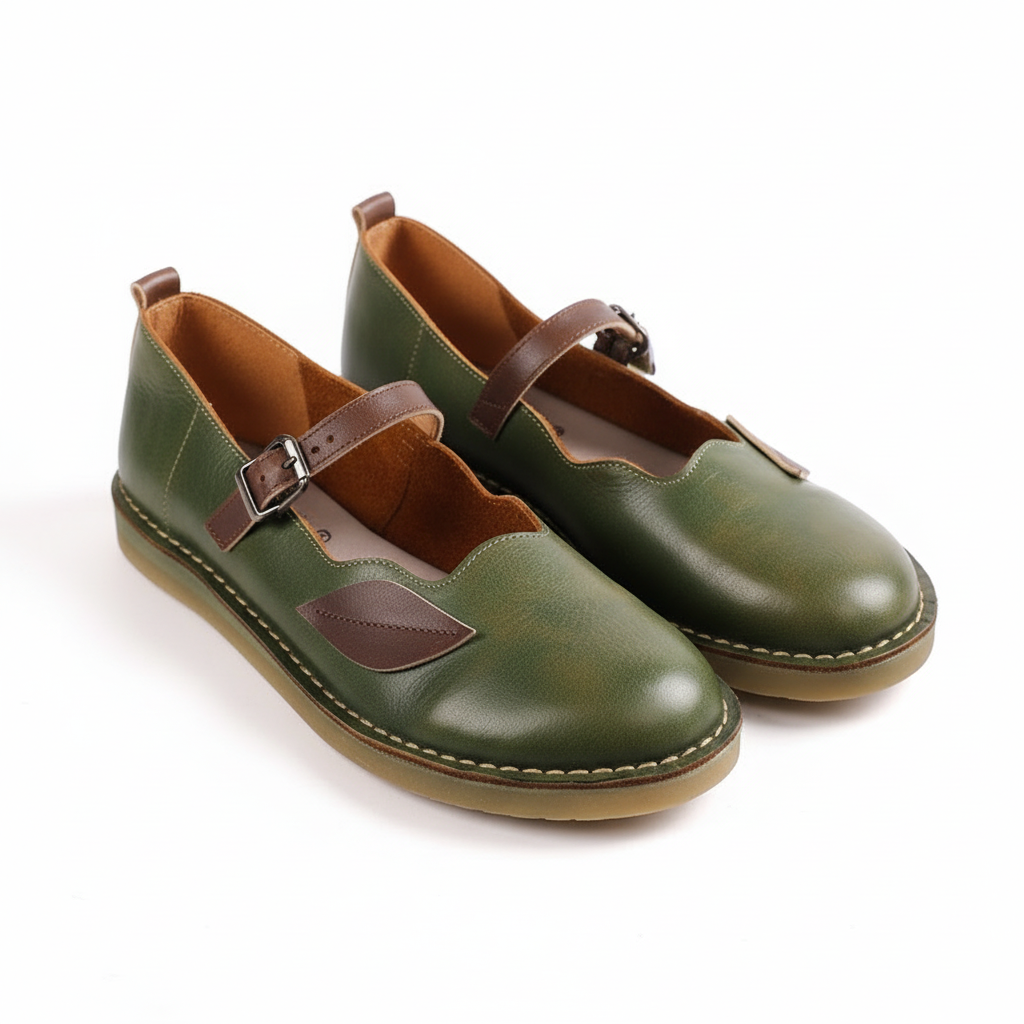 Chaussures  Mary-Jane Feuille – Élégance Sculptée