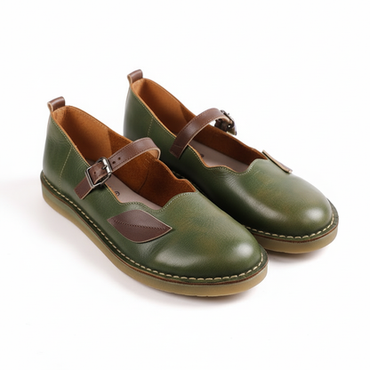 Chaussures  Mary-Jane Feuille – Élégance Sculptée